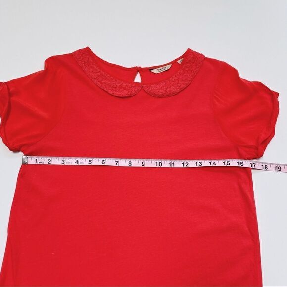 Jack Wills Short Sleeve Lace Collar Tee Shirt Top Preppy Pink / Red 6 - Picture 13 of 13